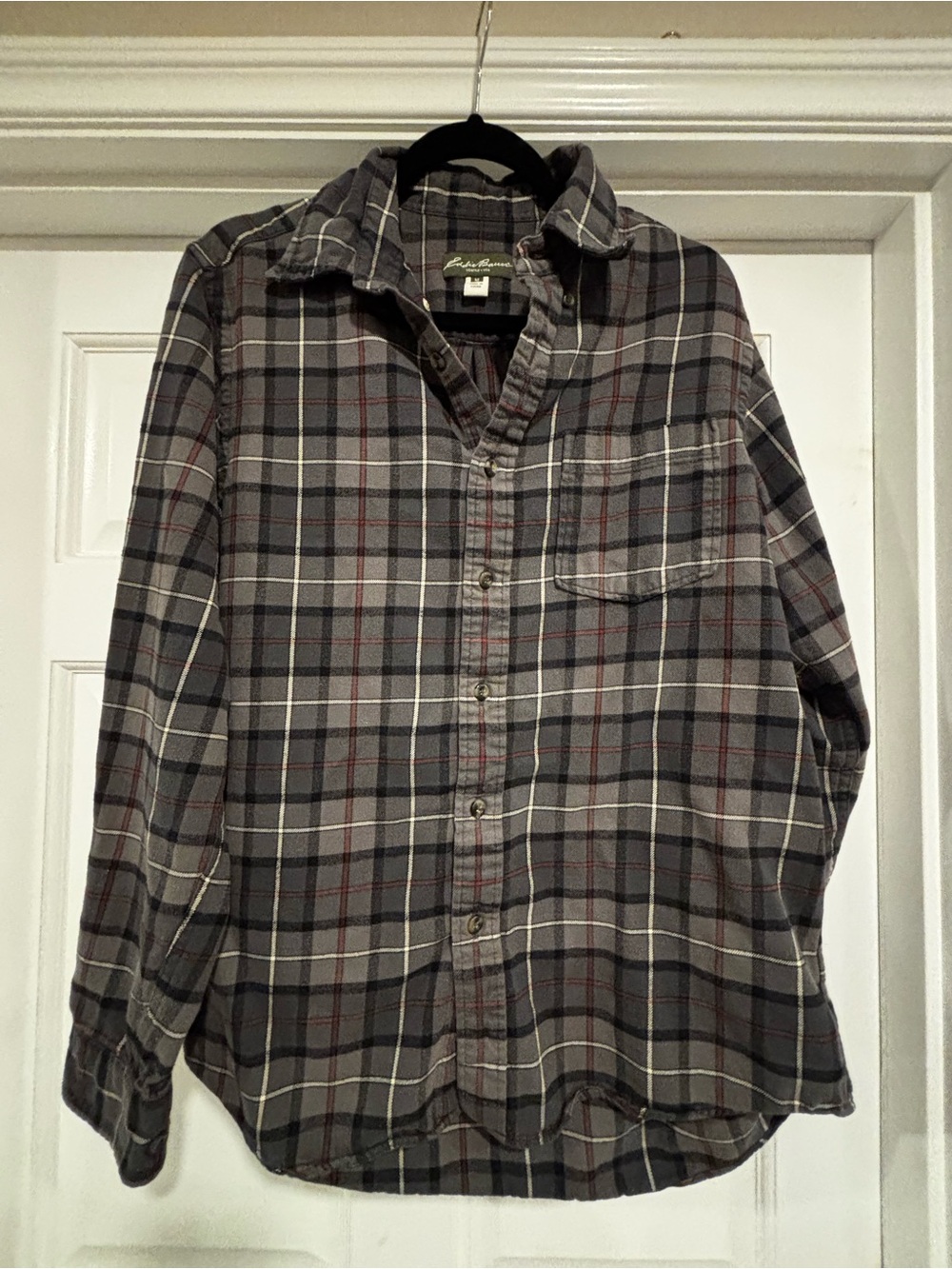 Eddie Bauer Gray Plaid Button-Down Shirt